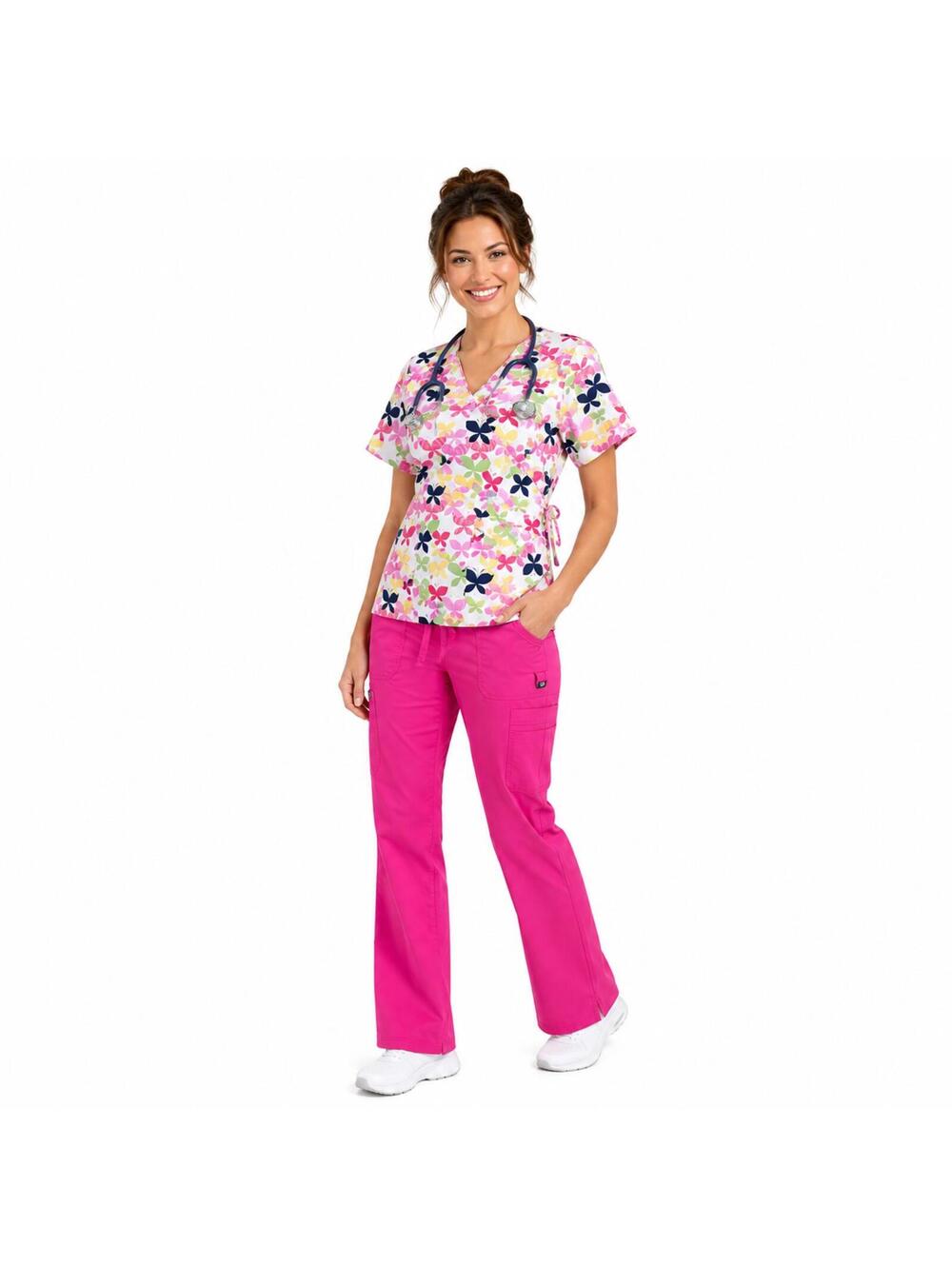 Kathy Peterson Two Piece Scrub Set Pink Cargo S/M Med